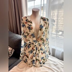 Floral Print Women's romper - Blue and Pink